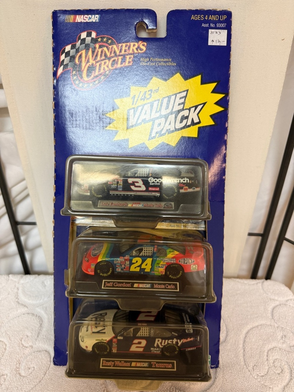 Hasbro NASCAR 3-Car Set - Blue, Black, Red, Yellow, White